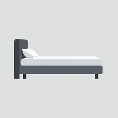 Minimalist Bed with White Mattress and Pillow.