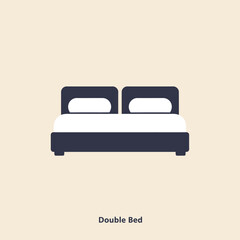 Minimalist double bed icon vector graphic illustration.