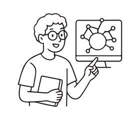 Innovative programmer presenting network technology on screen, perfect for illustrating modern solutions and futuristic data insights in your projects