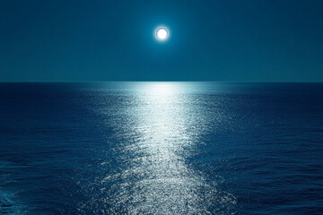 An eclipse casting an eerie shadow over the shimmering blue sea  