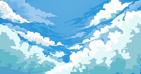 abstract blue background Clouds and sky Background. Blue sky background with white clouds. Watercolor vector illustration of blue sky and clouds
