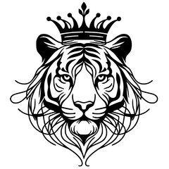 One line tiger king face silhouette