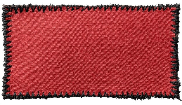 Red fabric patch with black stitched border