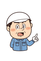 工場や現場で働く男性作業員が指差しをしているイラスト｜不安全行動・不安全状態・労働災害