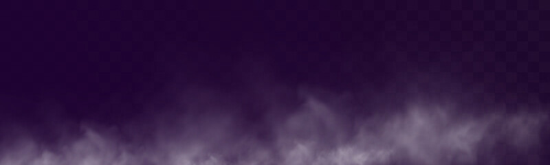 Realistic white smoke and mist cloud with soft transparent texture on dark background.
