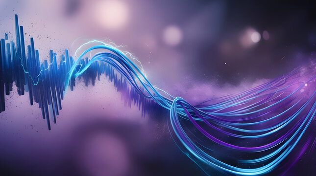 Electric Blue and Violet Soundwave Energy Lines – Cinematic 16:9 Abstract Background