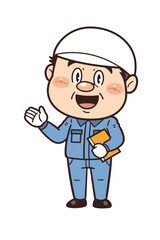 Fototapeta premium 工場や現場で働く男性作業員が解説しているイラスト｜不安全行動・不安全状態・労働災害