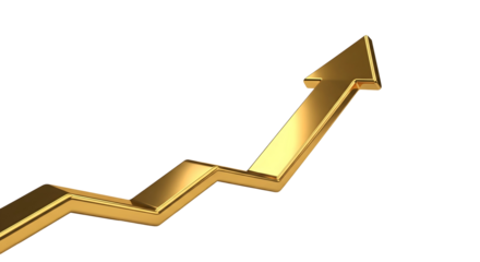 A golden arrow pointing upwards, representing growth and progress