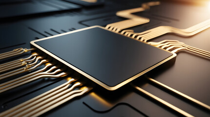 Luxury Cinematic Black and Gold Liquid Circuit Tech Background