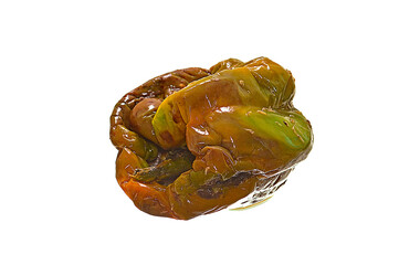 Rotten pepper isolated on white background