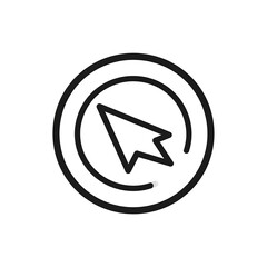 Black and white click or cursor icon within a circular border