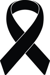 Black ribbon symbol solid fill vector awareness solidarity