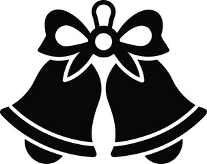 Bells with ribbon silhouette Black silhouette of two jingle bells tied with a ribbon 6