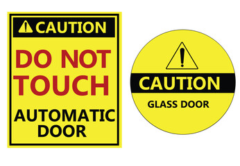 Automatic sliding door and Glass Door warning sign sticker Vector.