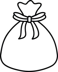 Santa gift bag line art simple black outline vector