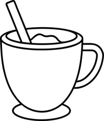 Line art cup of eggnog with cinnamon stick drink 1