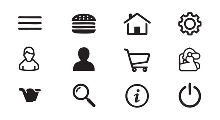 Set of simple flat icons for web and mobile applications