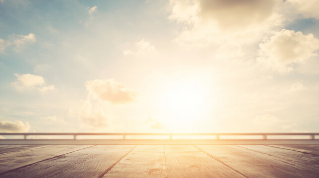 deck. A wooden patio deck at dusk with subtle warm lighting and a soft sky gradient. lifestyle magazines, social media lookbooks, designed for influencer and brand collaborations. - Powered by Adobe