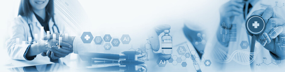 Medical technology, healthcare business network for medical background. Doctor health team with...