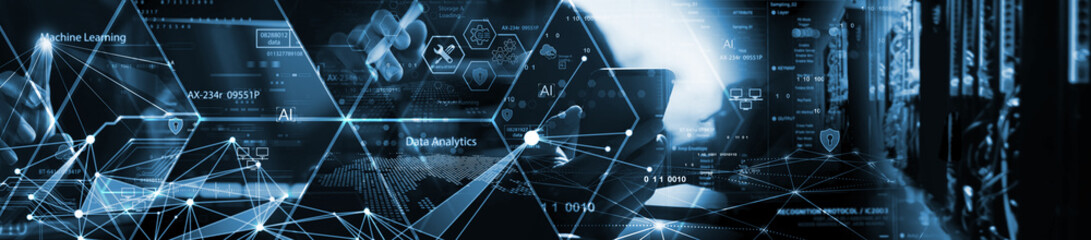 Data science. Innovation technology, digital software development concept. Algorithm and deep...