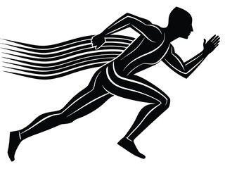 Vector art of silhouette of a sprinter with motion lines