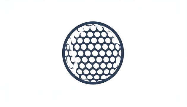 A stylized graphic of a golf ball with dimples on a white background