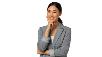 Confident businesswoman pondering success in modern professional attire