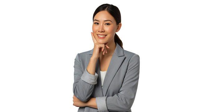 Confident businesswoman pondering success in modern professional attire