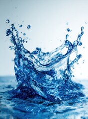 Water splash, vibrant blue, isolated