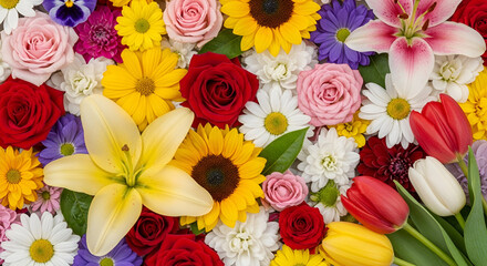 bouquet of colorful tulips