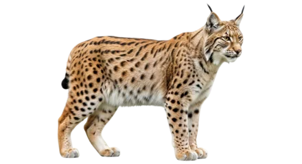 Poster Lynx Eurasian lynx isolated on a transparent background, a wild cat species with distinctive tufted ears and spotted fur coat  © HillTract