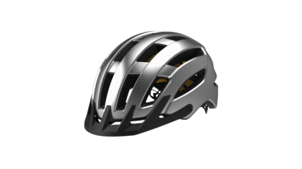 Sleek silver cycling helmet for adventurous rides