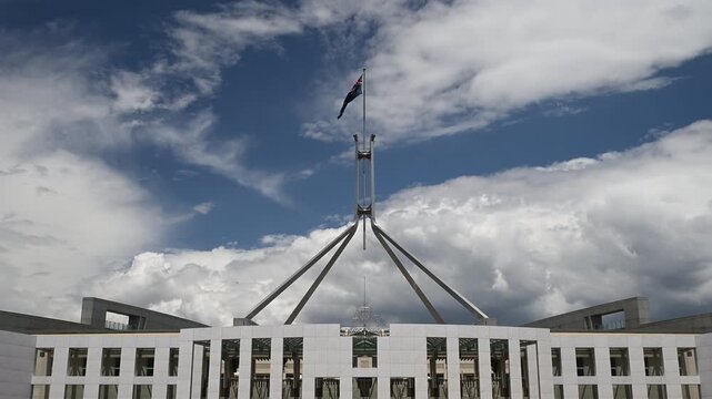 roof top of Australian Parliament House in Canberra the Australian Capital Territory and home to politicians and legislative.