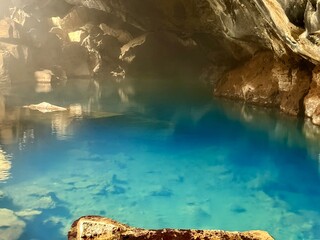Grjótagjá Geothermal Cave Hot Spring, Mývatn Area, North Iceland