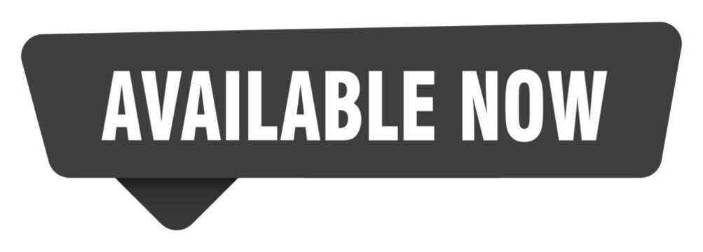 available now black sign isolated on transpatent background. available now sticker