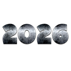 Dark Textured Foil 3D 2026 Numbers PNG