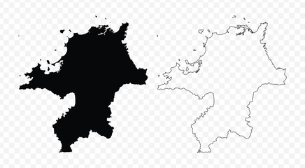 Scribble sketch style vector illustration of the Fukuoka Prefecture map, an administrative division of Japan