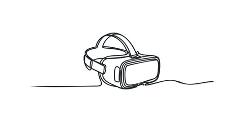 Virtual reality headset outline on a white background