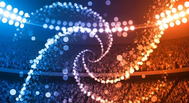 DNA Spiral with Stadium Lights - Abstract Concept of Genetic Science and Sports
