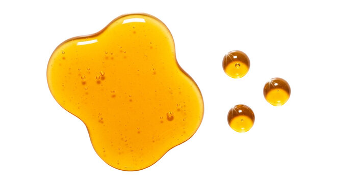 Honey puddle and three drops isolated on transparent background, a sweet and natural treat for your healthy lifestyle needs