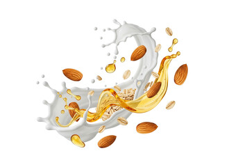 Dynamic Splash: Almond Milk, Golden Honey, and Wholesome Oats