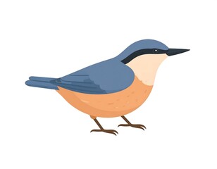 Obraz premium A stylized, side-view illustration of a small, colorful songbird