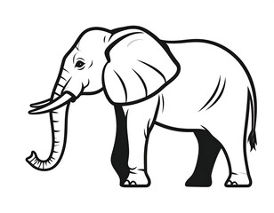 Fototapeta premium An outlined illustration of an elephant in profile