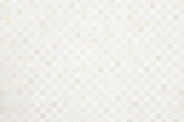 Soft pastel green and gray tone gradient geometric grid pattern background. Minimal abstract square pattern with washi paper texture.