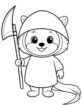 An adorable cartoon animal warrior holding a polearm