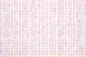 Soft pastel pink and peach tone gradient geometric grid pattern background. Minimal abstract square pattern with washi paper texture.