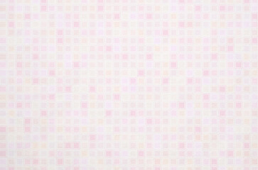 Soft pastel pink and peach tone gradient geometric grid pattern background. Minimal abstract square pattern with washi paper texture.
