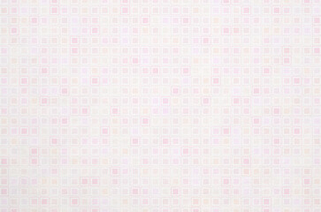 Soft pastel pink and peach tone gradient geometric grid pattern background. Minimal abstract square pattern with washi paper texture.