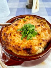 Eggplant and cheese and beef casserole