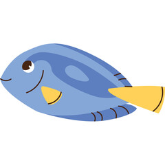 Cartoon Blue Tang Fish Underwater Ocean Reef Animal Illustration